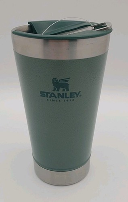 #ad Stanley Tumbler With Bottle Opener Pint 16 oz Green Silver 7quot; $29.99