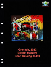 $13.50 Scott Value - 2022 GRENADA Scarlet Macaws s/s Birds CV MNH NH UMM