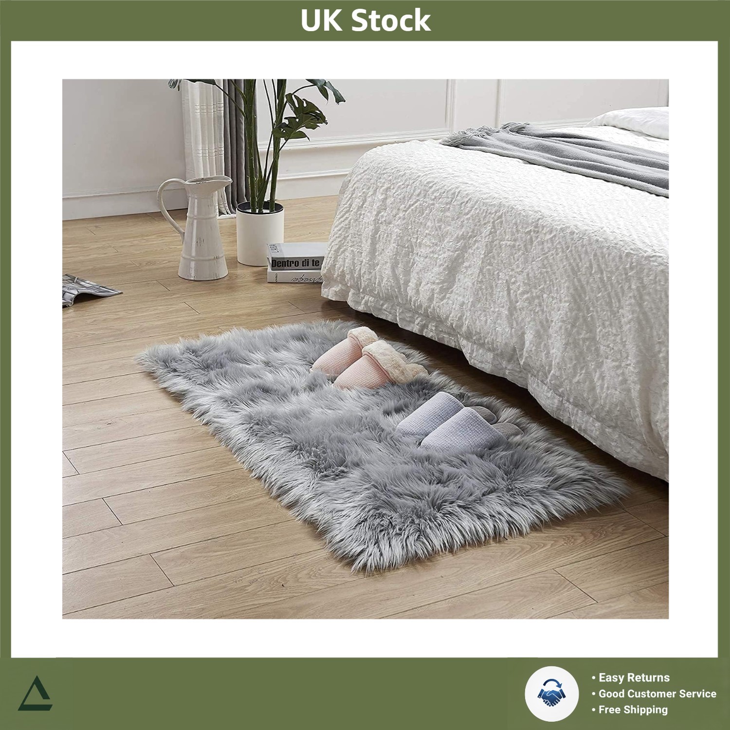 Plush Faux Fur Sheepskin Area Rug Fluffy Shaggy Bedroom Floor Carpet 60x90cm