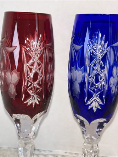 2 Nachtmann Traube Crystal Champagne Glasses Flutes Cut To Clear approx 9" EUC - Picture 4 of 22
