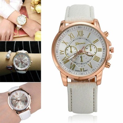 Damen Mädchenuhr Genf Smart Leder Mode Armbanduhr Analog Quarz Geschenk