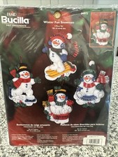 BUCILLA Winter Fun Snowmen Felt Ornaments 4 Pc Set 84973 2003 NEW