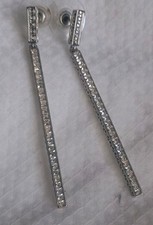 Swarovski  Drop Bar Rhodium Plated Sparkling Pave Crystal Earrings ,New Other