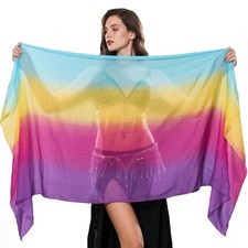 Women Hand Made Chinese Real Silk Belly Dance Veils Gradient Colors 250x114cm