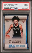 2025 Topps Holiday # ML-2 Dylan Harper Making The Nice List PSA 8 Card NM-MINT