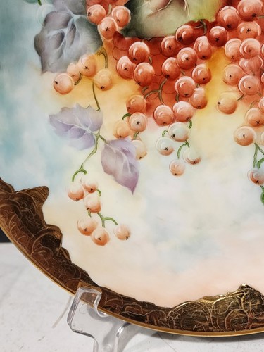 Seltmann Weiden Bavaria W. Germany Artist Signed Plate Hand Painted Grapes Gold - Picture 6 of 8