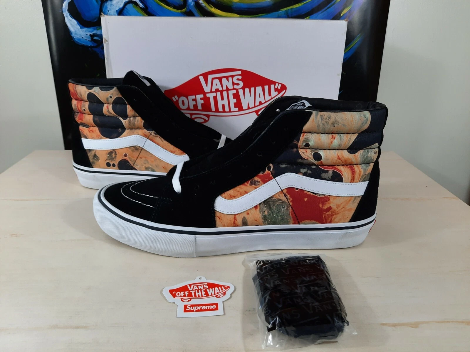 Vans Sk8 hi Pro X Supreme X Andres Serrano « sang et sperme » rare livraison RAPIDE