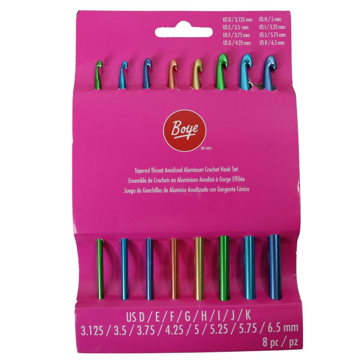 Boye Aluminum Crochet Hooks 6” Size K by Boye, Boye Crochet Hooks