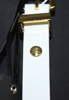 Bebe Belt Leather White with Tortoise Sections Interlock 3/4  display picture 3