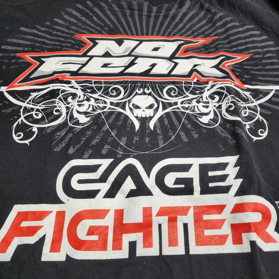 复古 No Fear Cage Fighter T 恤男式 L Y2K 2000s AOP 双面图形 MMA — 第 2/4 张图片