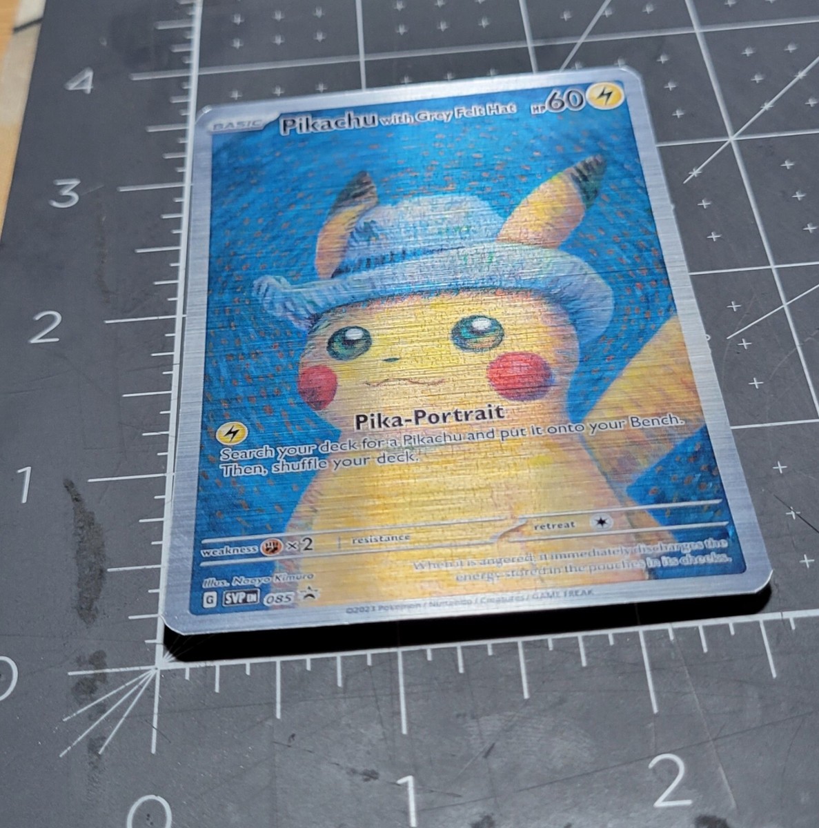 FANART STICKER Pikachu With Grey Felt Hat 085 Promo Card Pokemon