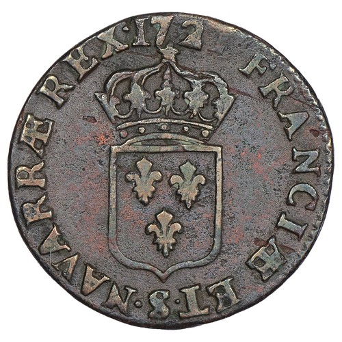 France - Louis XV - Liard 1721 S Reims Child Bust - Copper - Dy.1694 Gad.270 - Picture 2 of 2