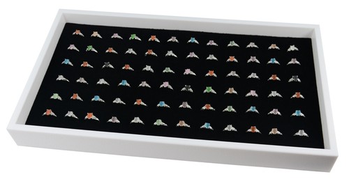 White Stackable 1.5 Inch Deep Plastic Presentation Tray w/ Choice of Display Pad - Picture 11 of 27