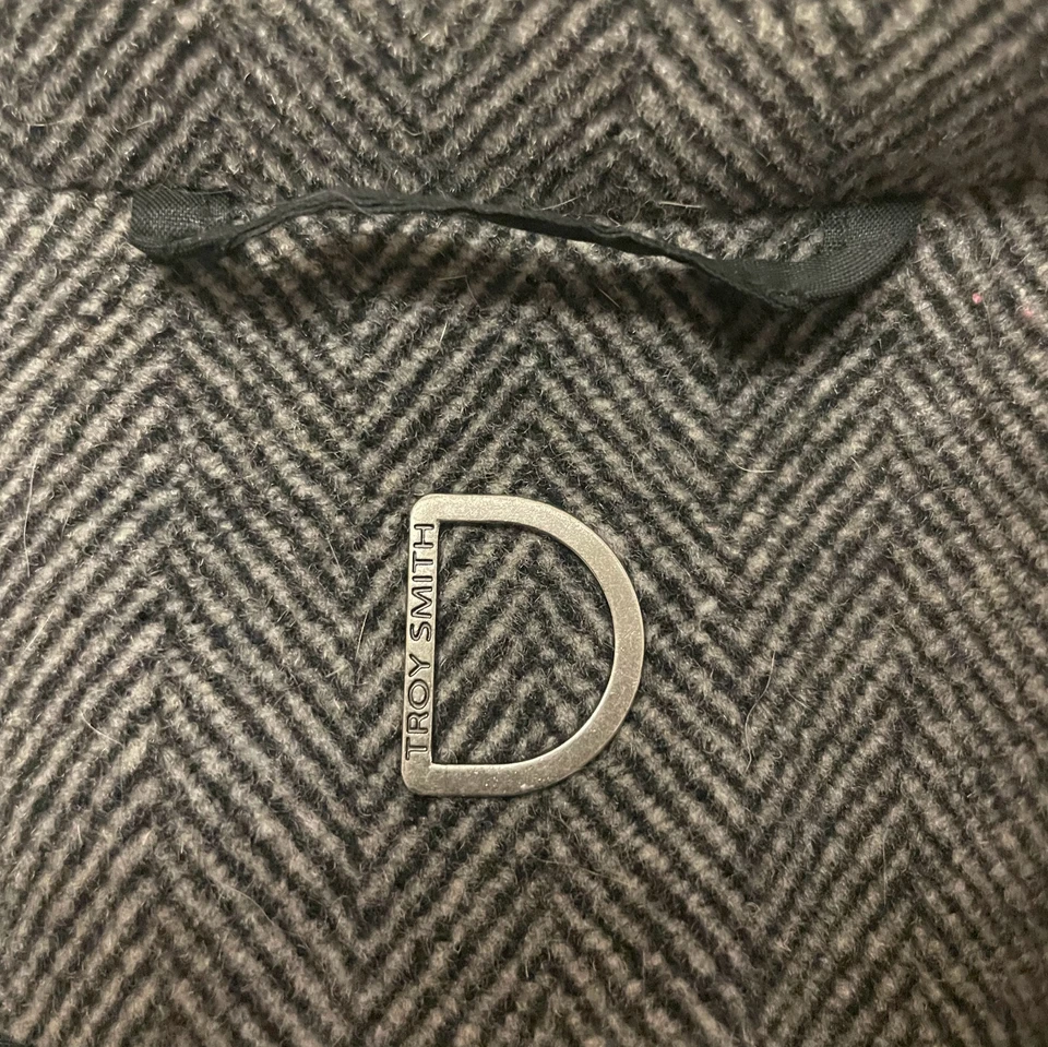 Troy Smith мужской большой серый Herringbone пальто с подкладкой в отличном состоянии локоть подушечки - Изображение 4 из 4