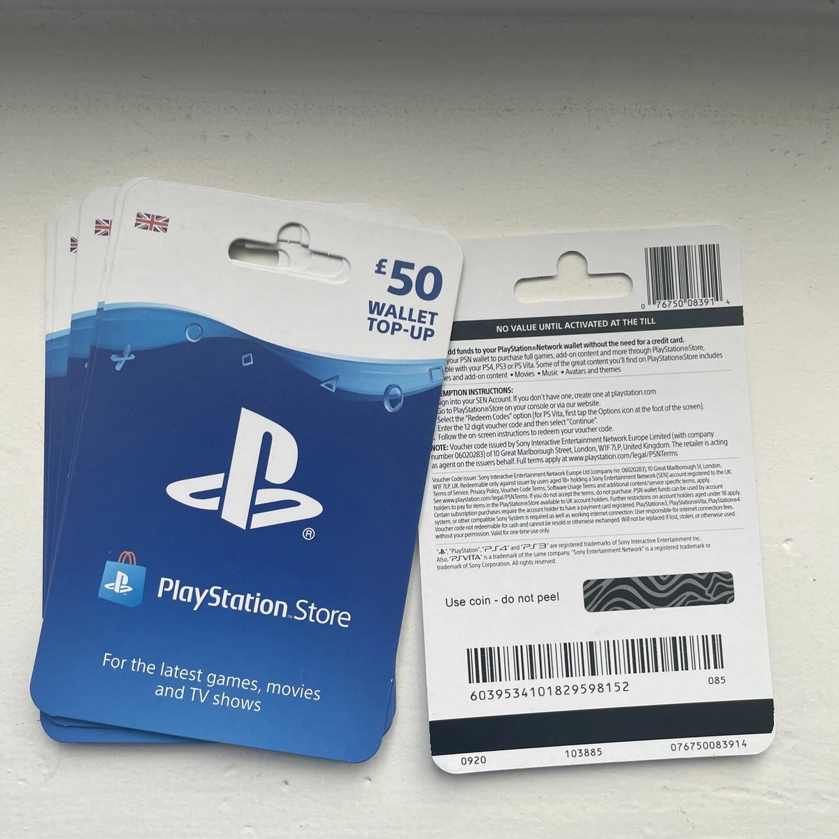 PlayStation Store UK New Style Edition 50 Collection Card