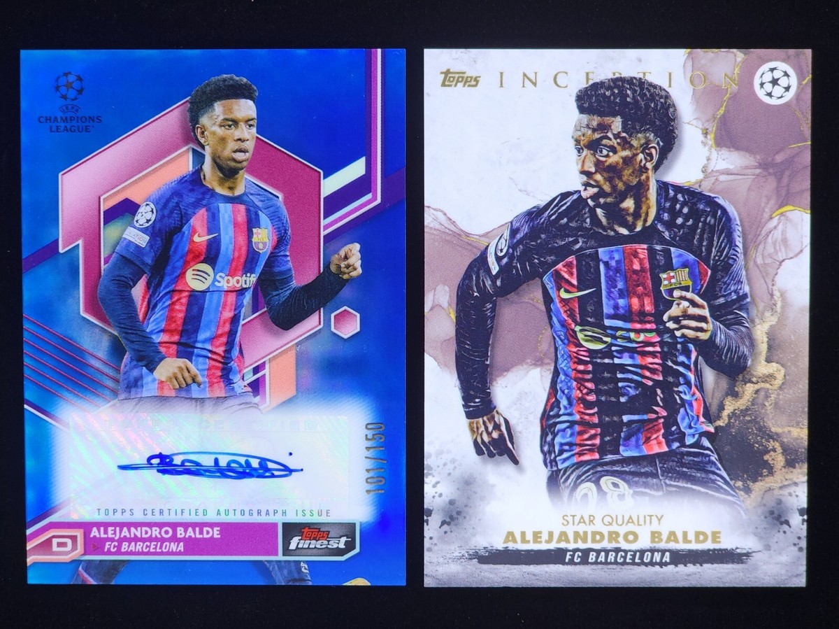 Alejandro Balde 2022-23 Topps Finest UEFA 101/150 Auto Blue 