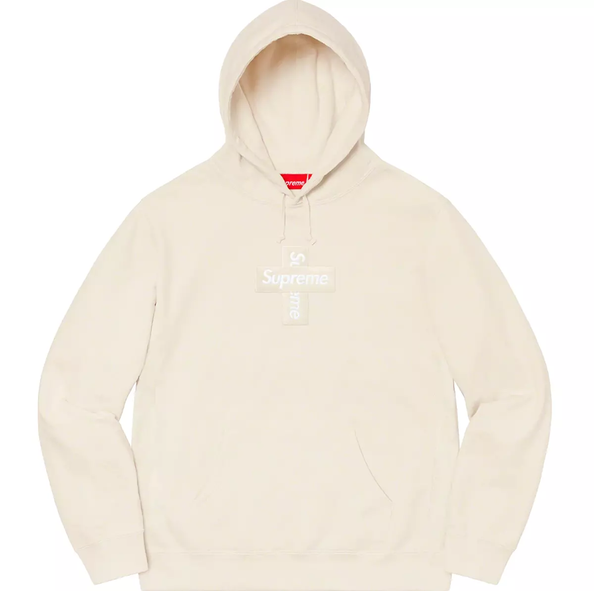 BRAND NEW Supreme Cross Box Logo Hooded Sweatshirt Hoodie Natural