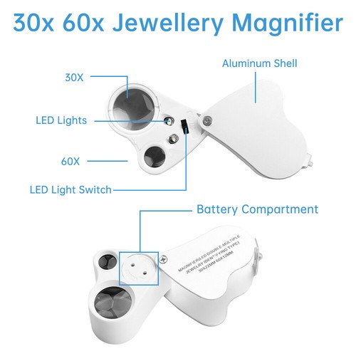 10X 20X 30X 40X Pocket Jewelry Magnifying Glass Coin Loop Loupe-Eye Magnifier - Picture 36 of 40