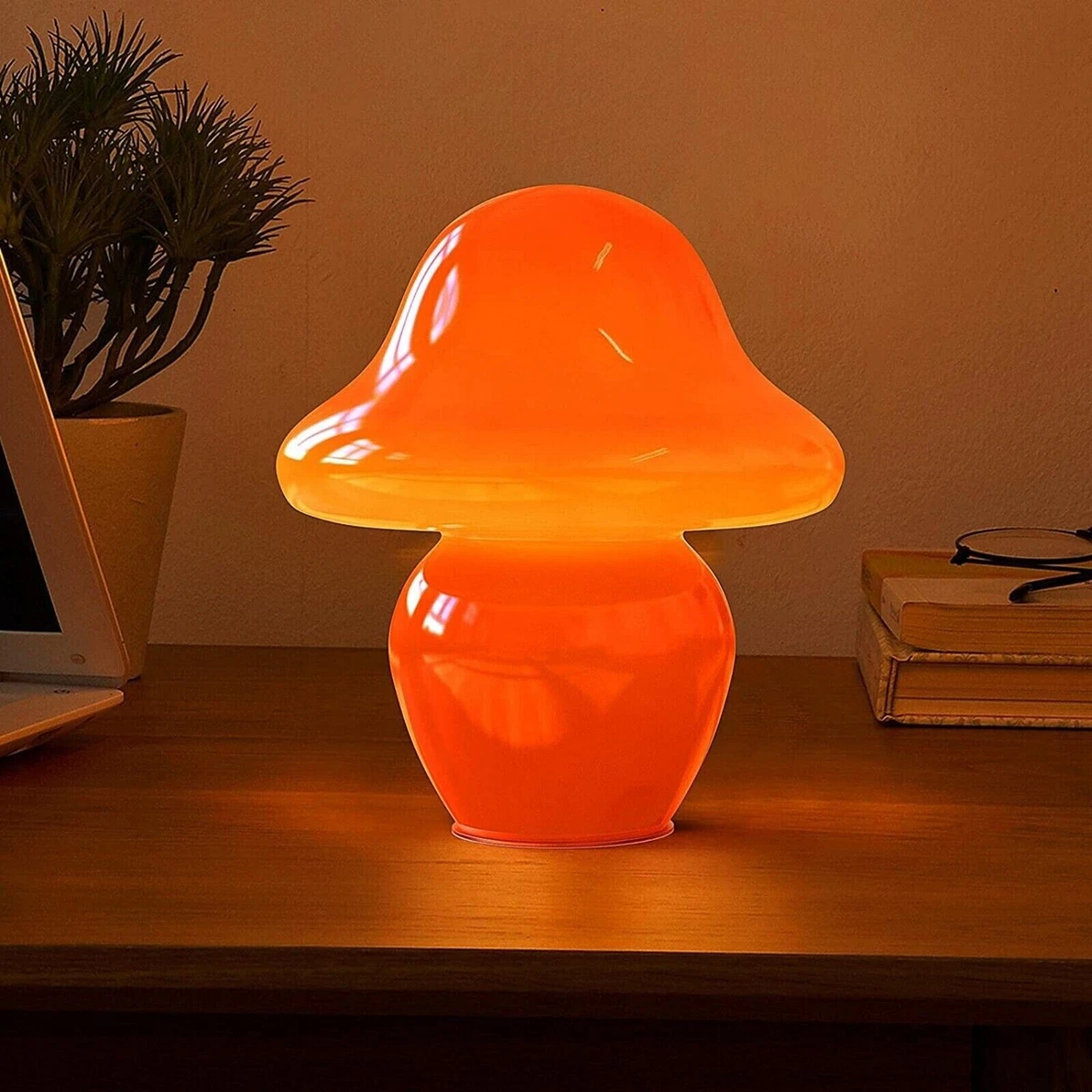 Orange Glass VintagMuse bedside Lamp Mushroom Lamp Dimmable