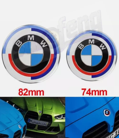 Emblema insignia capó delantero y maletero trasero (82 mm y 74 mm) 2 piezas para BMW 50 aniversario Foto 2 de 4