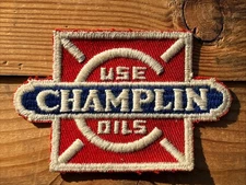 Vintage Use CHAMPLIN Oils 3 7/8” Oil Gas Station Attendant Uniform Hat Patch NOS