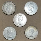 1942 1957 1959 1963x2 Canada Half Dollar Coin Lot x5 - 80% Silver KM#36 KM#69