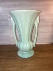 Vintage 1940's McCoy Pottery Matte Seafoam Mint Green 9 1/2" Art Deco Vase