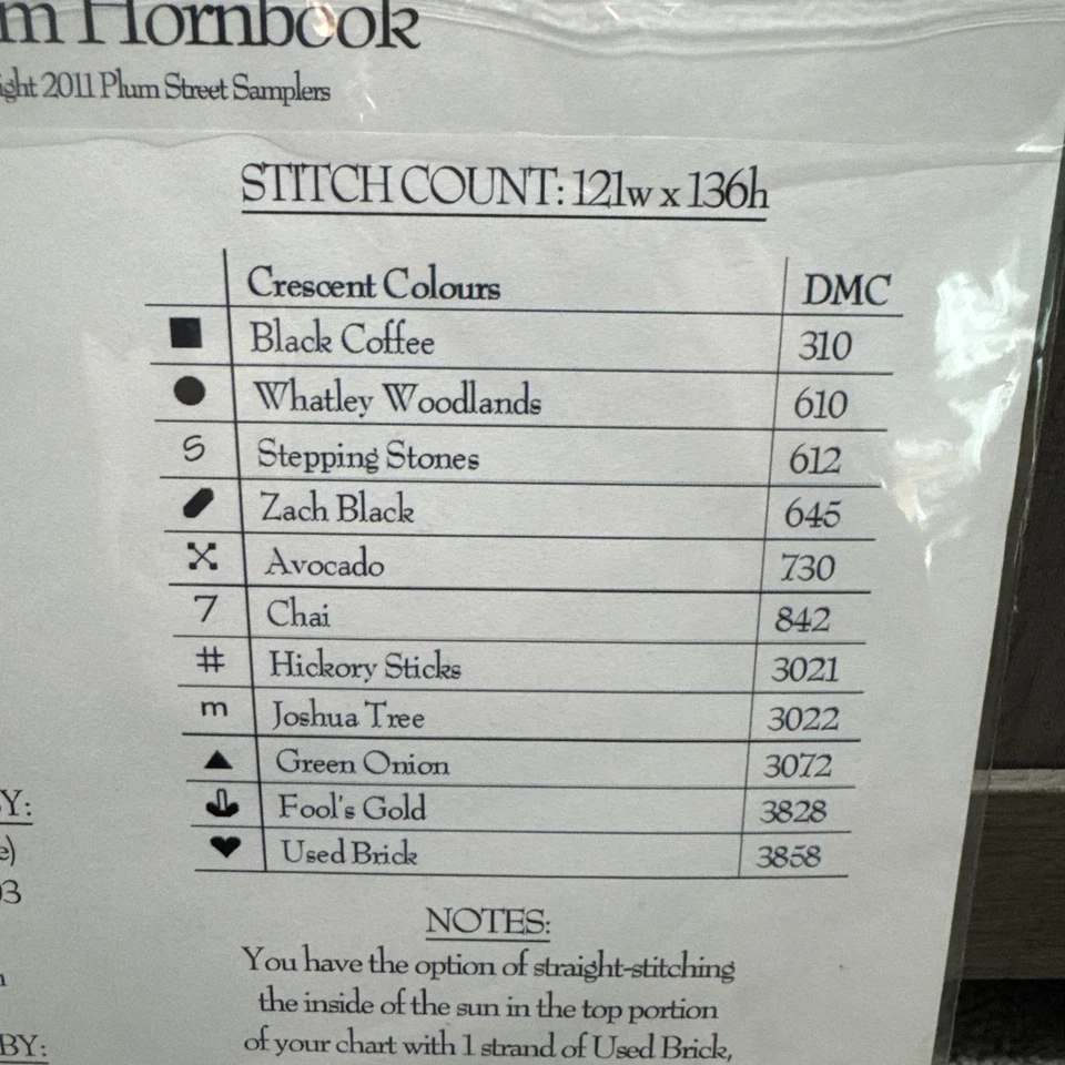 Salem Hornbook  Cross Stitch Chart by Plum Street Samplers W/ Called For Colors - Image 3 of 4