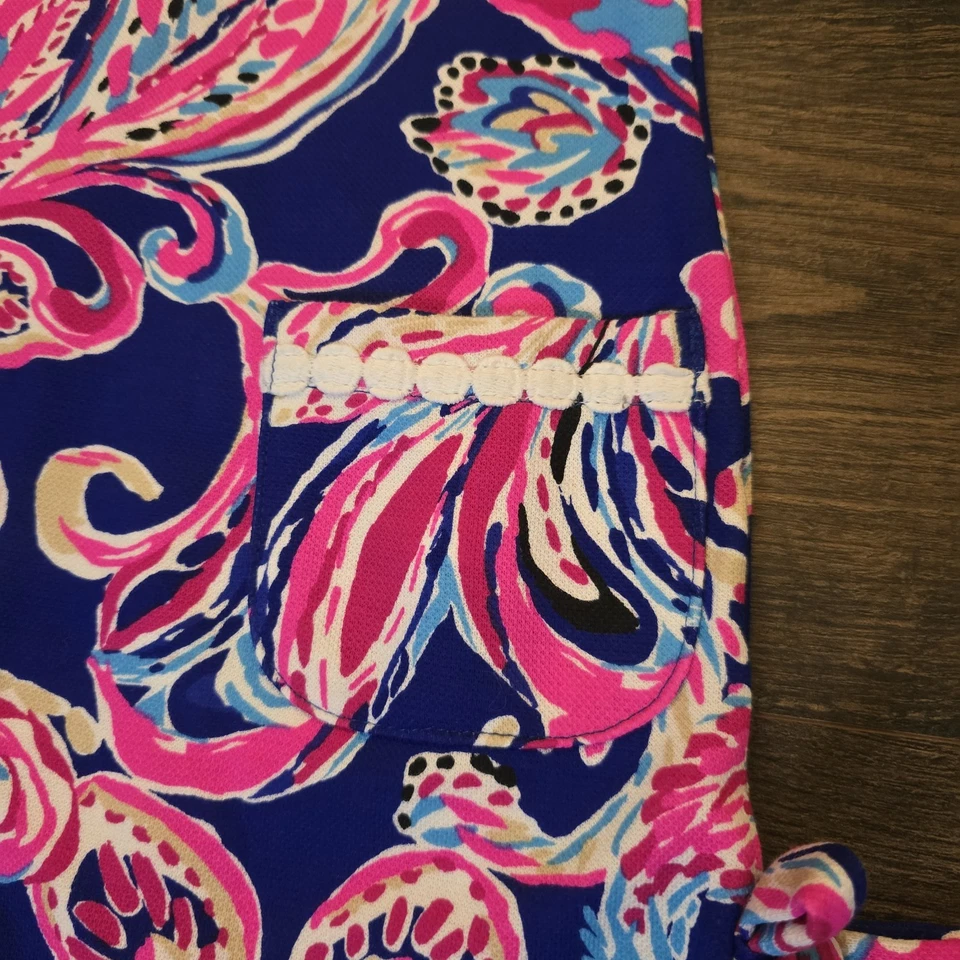 Lilly Pulitzer XS Girls Blue Pink Paisley Print Knit Shift Dress Preppy - Image 3 of 4