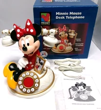 Telemania Disney Minnie Mouse Corded Desk Telephone Push Button Vintage MIB