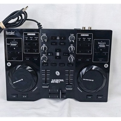 Hercules DJ Control Instinct USB DJ Controller Mixer Black Tested Lights Up