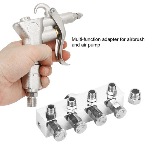 Einstellbare Aluminium Luft Schlauch Splitter Airbrush Adapter Fitting Zubehör - Afbeelding 2 van 9