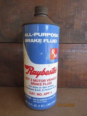 Vintage Empty Can Raybestos Dot 3 Motor Vehicle Brake Fluid Can 32 fl. oz.