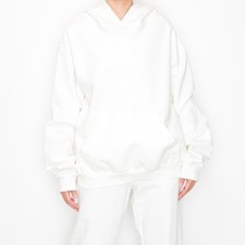 Heavyweight French Terry Hoodie Off White - Unisex 3XL Made In Los Angeles