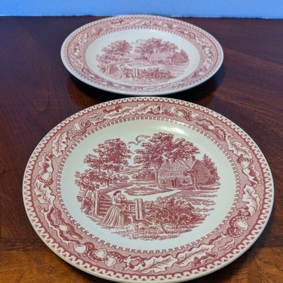 Vintage 1965 Royal China USA Memory Lane 7 Inch 2 Plates for cake or bread