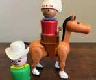 Vintage Fisher Price Little People Indian Horse Saddle Cowboy