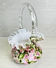 Fenton Glass Legacy Collection Vasa Murrhina Green & Rose Basket