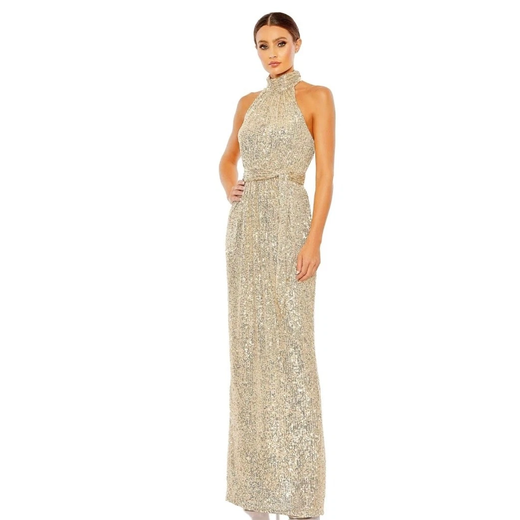 slim fit dress slacks Gold One Shoulder Metallic Ball Gown main image 0