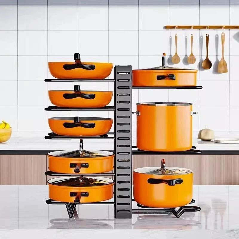8-Tier Pot Rack Organizer: Adjustable lid holders, DIY methods for kitchen
Opens in a new window or