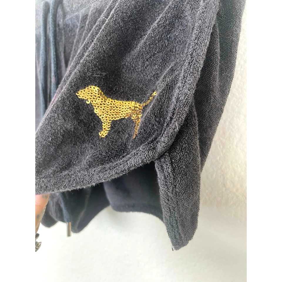 Vintage 90s Y2K PINK Womens Shorts Sz S Terry Cloth Sequin Dog Logo Micro Booty - Image 4 of 4