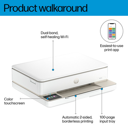 HP Envy 6155e All-in-One Inkjet Printer, Color Mobile Print, Copy, Scan, Mobile - Afbeelding 8 van 10