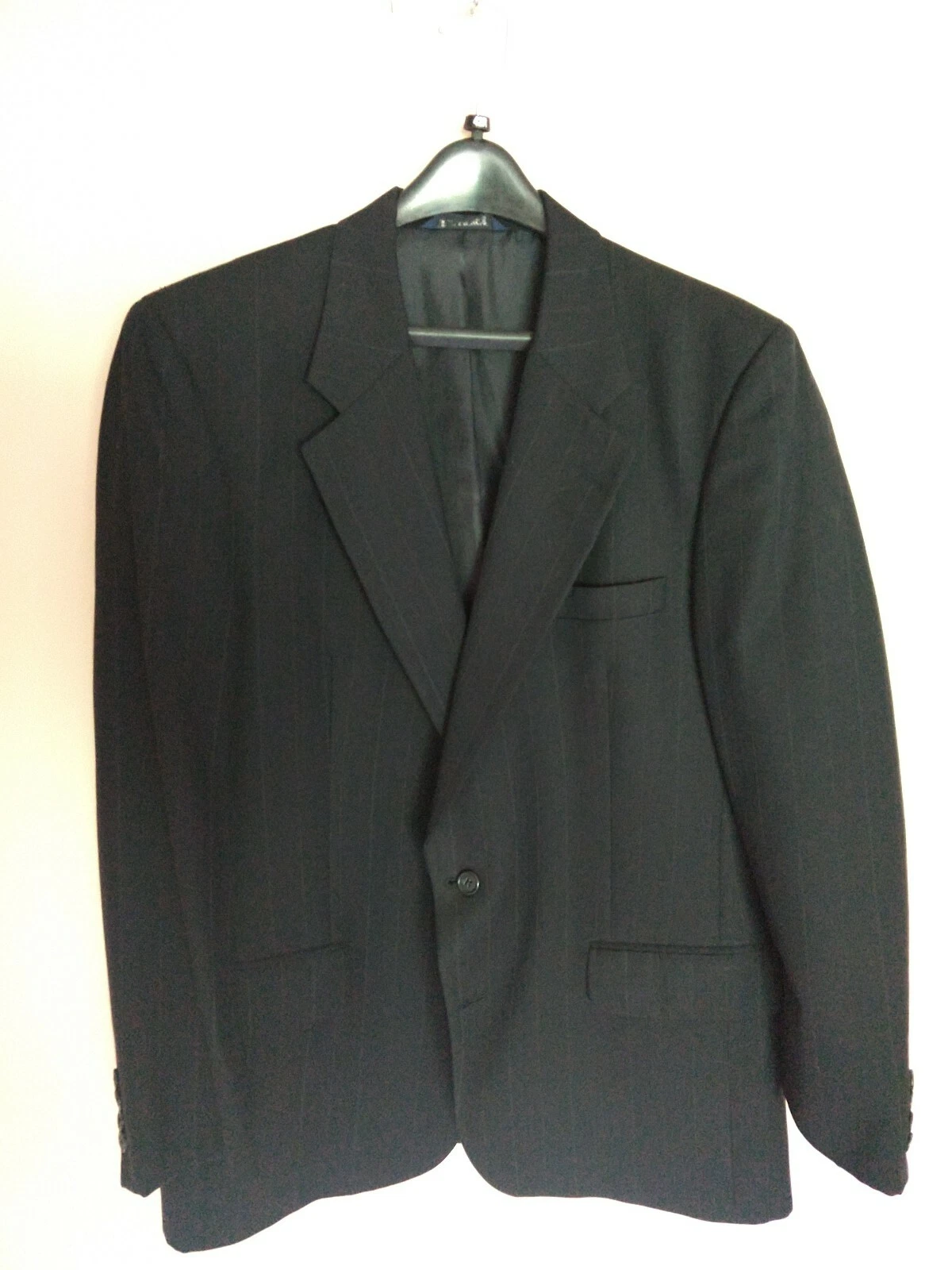 Blazer uomo Burberry due bottoni cappotto sportivo 100% lana blu gessato