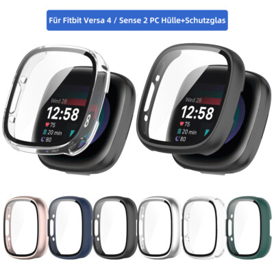 Hard PC Hülle Für Fitbit Versa 4 / Sense 2 Full Cover Case Displayschutz Glas