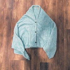 Soft Surroundings Shawl Poncho Most Wonderful Teal Mist One Size Wrap Button