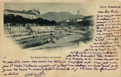 Old postcard Nice Le Pont Vieux et Lycée (375025)