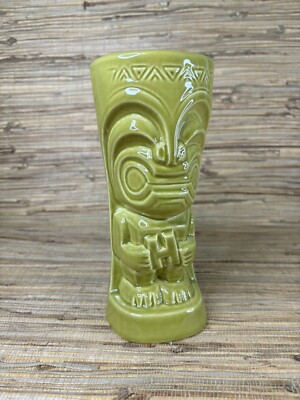 Tiki Mug by Squid for Houlihans Green Tiki Guy by Bauer Pottery Tiki Bar Mai Tai