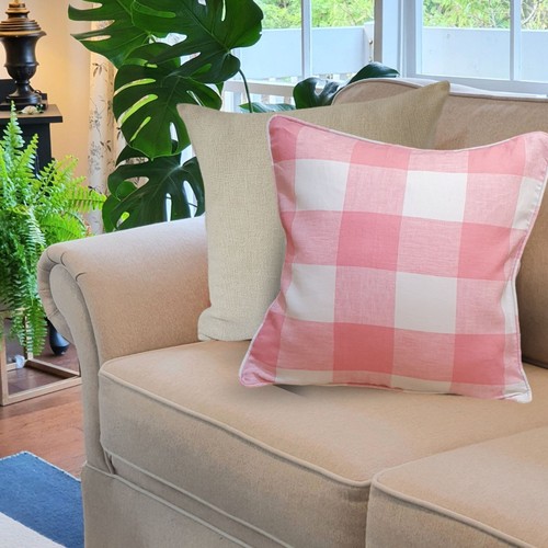 Gingham Cotton Country Pink Checkered Cushion Cover 45 x 45 cm Free Shipping AU - Picture 3 of 4