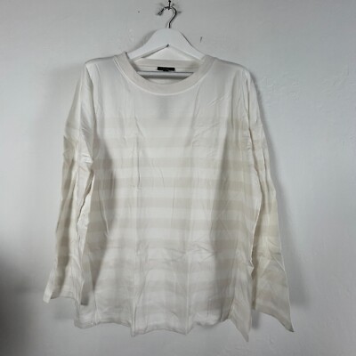 NWT J.Crew Womens Medium Cream Striped Essential Wide Sleeve T-Shirt Style AY934