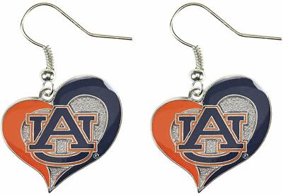 Auburn Tigers NCAA Team Swirl Heart Earrings