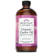 HERITAGE STORE Organic Castor Oil - Glass Bottle - Nourishing Treatment for Hair